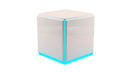 Futuristic White Tower with Neon Blue Accents