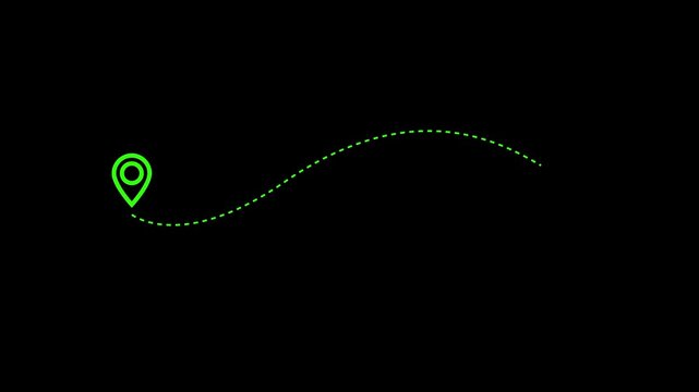 Moving Dashed Line Connecting Two Location Pins. Travel, Delivery, and Direction Concept. 4K Video