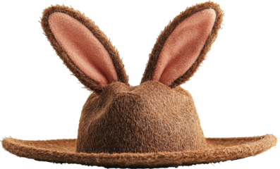 brown rabbit with hat