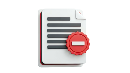 Document with Red Seal and Minus Symbol Icon