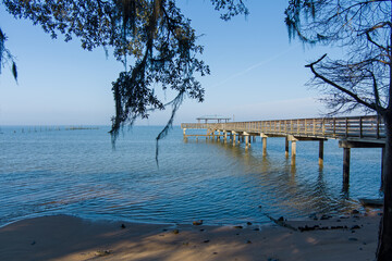 Aerial view of Daphne, Alabama and Mobile Bay in January