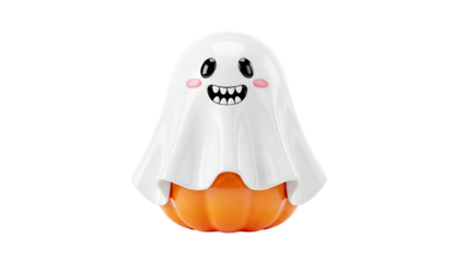 Cute Halloween Ghost and Pumpkin Character
