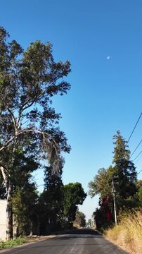 Paisaje vertical  medio d&iacute;a, cielo azul, carretera, Morelos, M&eacute;xico.