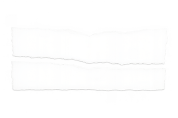 Torn paper strip creating blank banner with ripped edge effect, copy space, white textured background, transparent