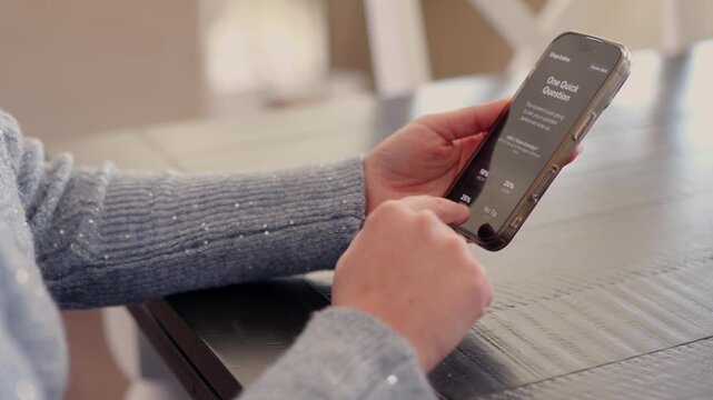 Middle Aged Woman Doing Online Shopping at Home Asked to Leave Tip - Tipping Culture Has Gotten Out of Hand Concept