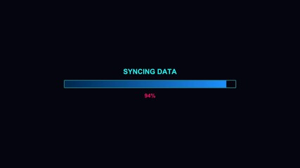 Progress bar animation shows syncing data with a modern design for waiting periods in a digital environment