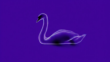 Fototapeta premium Glowing Swan in Motion Against Deep Purple Background