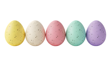 Easter eggs in pastel colors isolated on transparent background for easter sunday