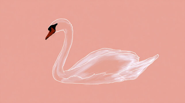 Swallow swimming in calm water with soft pink background