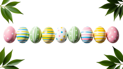 Easter eggs for easter sunday isolated on transparent background colorful decorated eggs