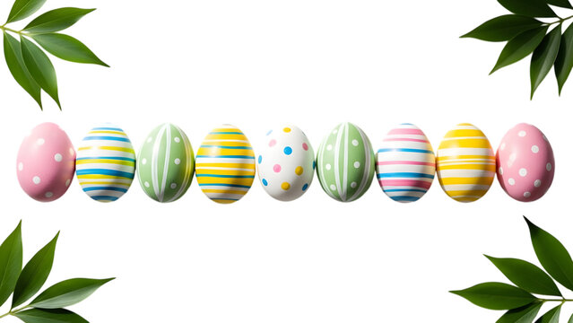 Easter eggs for easter sunday isolated on transparent background colorful decorated eggs - Powered by Adobe