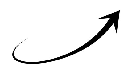 Black Curved Arrow in Modern Minimalist Design with High Contrast Lighting on Isolated White Background for Graphic Design