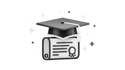 Graduation Cap and Diploma 3D Icon