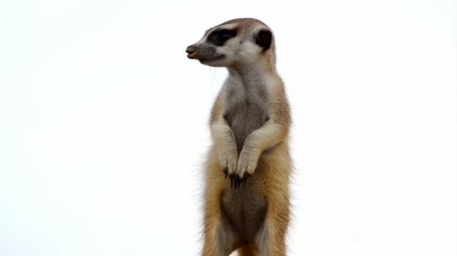 Curious meerkat standing alert and observing its surroundings