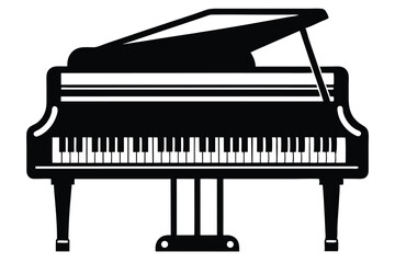 Modern black and white piano silhouette vector illustration