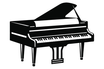 Graphic black and white piano silhouette for creative projects