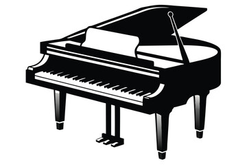Bold black and white piano silhouette, easy to use graphic