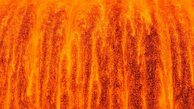 Fiery orange waterfall in motion with dynamic lava texture