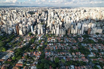 Sky view of residential and urban areas in Sao Paulo Brazil