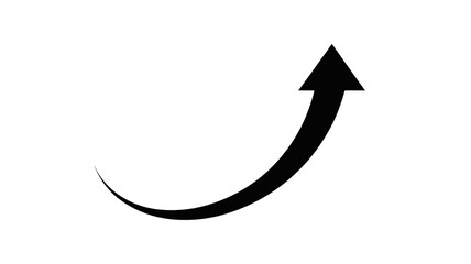 Black Curved Arrow in Simple Design with Bold Shape and White Background for Graphic Element