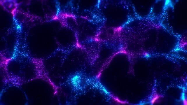 Dynamic neon light waves pulsating in abstract motion  vibrant blue and pink patterns