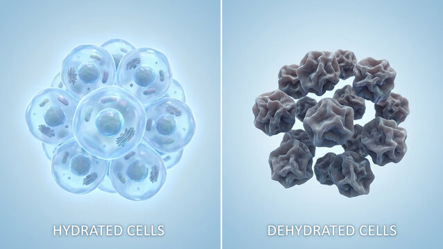 Microscopic Comparison of Hydrated and Dehydrated Human Cells