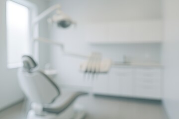 Blurred dental clinic interior forming defocused modern background of dentistry environment