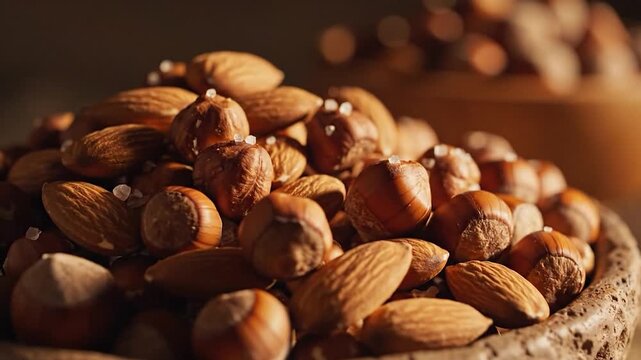 Assorted Nuts in a Bowl on Wooden Table