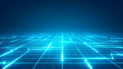 Futuristic digital grid with glowing blue connections and expanding network effects - Powered by Adobe