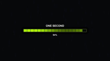 Waiting animation showing progress bar completing in modern style over one second duration