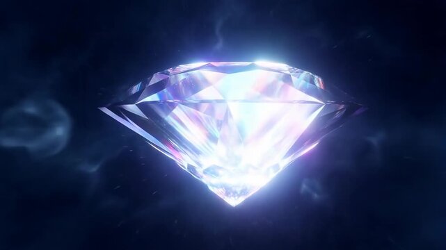 Shimmering diamond in mysterious blue aura with light play