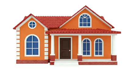 Cartoonish Orange House with Red Tiled Roof