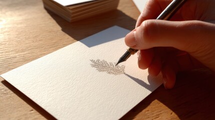 Handcrafted greeting card design with botanical motif for personalized holiday message