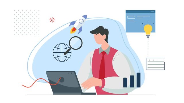 Idea Startup -  Transforming a concept to Viable Business - Animated Illustration as MP4 File