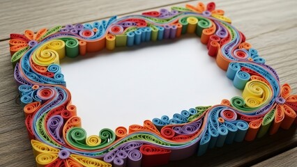 Fototapeta premium Colorful Plasticine Frame on Wooden Table.