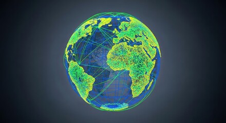 Fototapeta premium Vibrant global network connections on illuminated world map