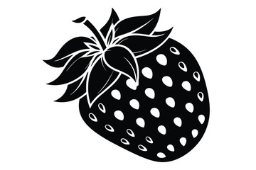 Artistic Strawberry Silhouette, Black and White Vector Design for Healthy Lifestyle Content