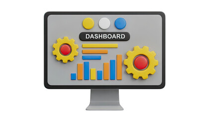 3D Dashboard with Charts and Gears