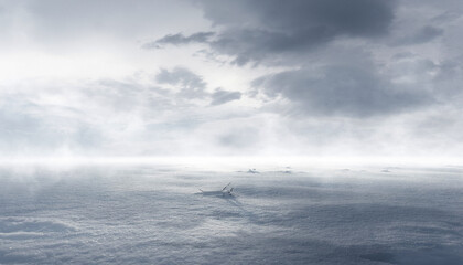 An empty snowy landscape, a plain of snow, a landscape.