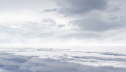 An empty snowy landscape, a plain of snow, a landscape.