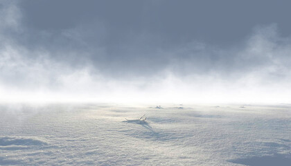 An empty snowy landscape, a plain of snow, a landscape.