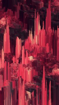 Dynamic abstract animation featuring red pixel sorting and datamoshing effects, creating a flowing digital landscape with a modern, futuristic aesthetic for a captivating visual background