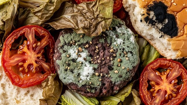 Macro View of Decaying Fish Carcass with Shimmering Scales, Exposed Spine, and Maggot Infestation