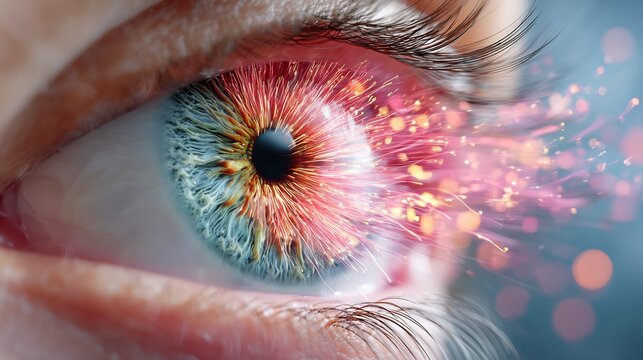 Emdr therapy trauma a close up of a human eye but the iris is a blur of rapid motion lights processing memory Eye Movement Desensitization and Reprocessing concept medical artistic style sharp focus