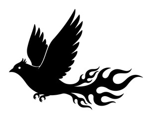 Obraz premium Chinese New Year Phoenix bird flying mythical creature fiery tail