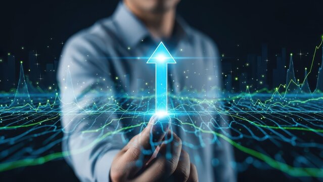 Businessman interacting with digital network using smartphone - Powered by Adobe