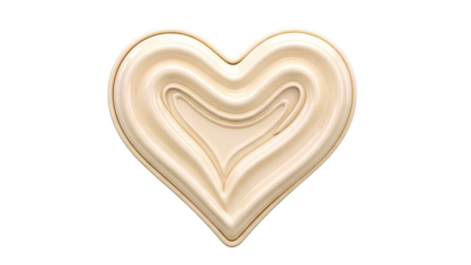 3D Rendered Creamy Yellow Heart with Swirls