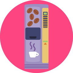 A simple icon representing a coffee vending machine, used to indicate automated hot beverage service locations.