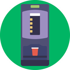 An icon depicting a coffee machine within a vending unit, symbolizing self-service coffee availability.