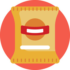 A simple depiction of packaged food, indicating a selection of snacks in vending machines.